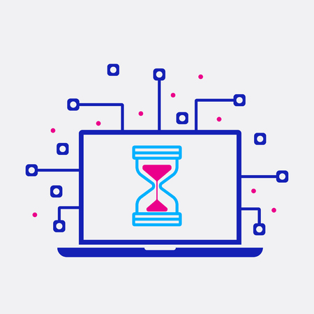 Laptop and Sand Hourglass Icon Flat Isolated Graphic Vectorのイラスト素材