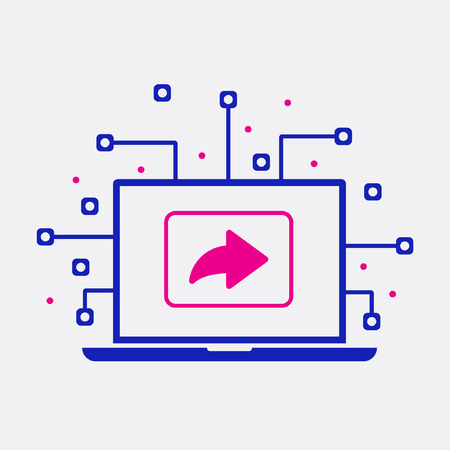 Laptop and Share Icon Flat Isolated Vector Graphic Symbol.のイラスト素材