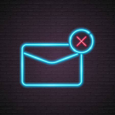 Envelope Icon Neon Light Glowing Blue Light Brightのイラスト素材