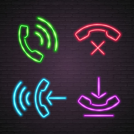 Call Phone Neon Light Glowing Different Colorのイラスト素材