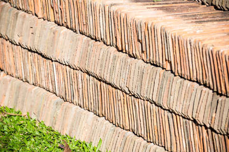 Stack of clay tilesの写真素材