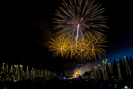 CHIANG MAI, THAILAND -  January 1, 2016 - The firework display at Royal Park Rajapruek. Chiangmai Province Tens of thousands of visitors attended the event. "New Year's Eve Happy New Year 2016"のeditorial素材