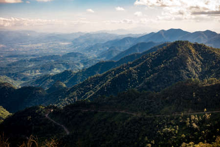 Mountain scenery, sky and clouds. Photo taken from Doi Ang Khang, Chiang Mai, Thailandの写真素材