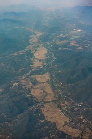 High angle view of agricultural areas without cropsの写真素材
