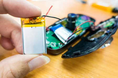 New car camera batteries ready for replacementの写真素材