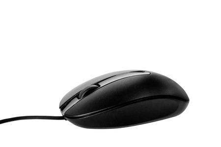 black computer mouse on white background