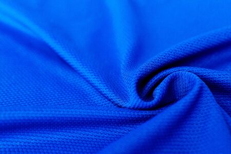 blue fabric polyester texture. popular material in sportswear.の写真素材