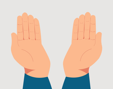Illustration of praying hands. Concept of religion, god, faith and belief. Vector illustrationのイラスト素材