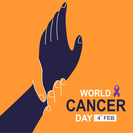 World cancer day ribbons and helping hand, design for poster and banner. Flat vector illustration.のイラスト素材
