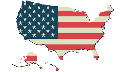 united state america flag map background vector printのイラスト素材