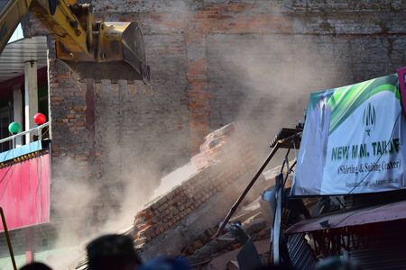 Kathmandu Nepal  May 12 2015 :Dozer restore debris building after earthquake disasterのeditorial素材