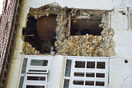 Sipaghat bazar Kavreplanchok district Nepal  May 8 2015 : Collapsed building after earthquake disasterのeditorial素材