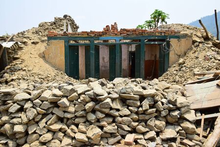 Kathmandu, Nepal - May 12 2015 : Collapsed building after earthquake disasterのeditorial素材