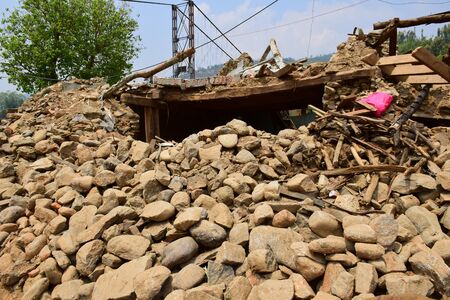 Kathmandu, Nepal - May 12 2015 : Collapsed building after earthquake disasterのeditorial素材