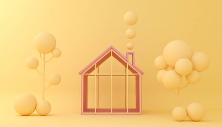 Display background for Cosmetic product presentation. Empty showcase,  3d flower paper illustration rendering.の写真素材