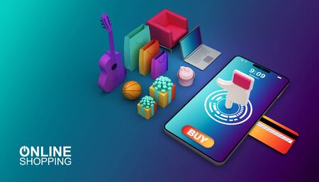 Online Shopping, Mobile Application,  3d rendering