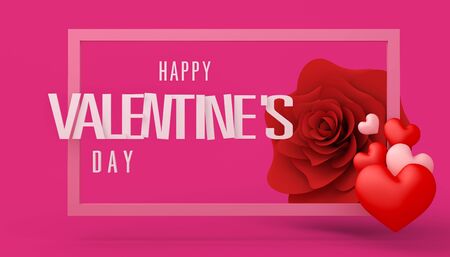 Valentine's day concept background, Love card, 3d rendering illustration.の写真素材