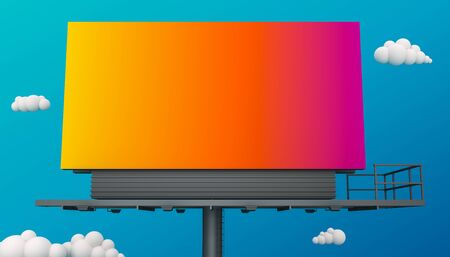 billboard blank for outdoor advertising on colorful background with clipping paths. 3d rendering.の写真素材