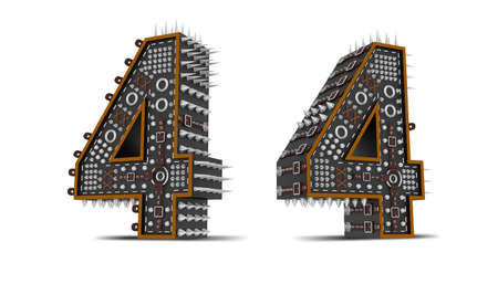 Number Punk style 3d rendering illustration with clipping paths.