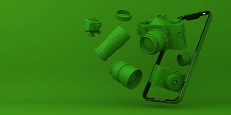 Online Shopping camera, Mobile Application, 3d rendering.の写真素材
