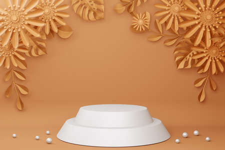 Empty display with flower for presentation 3d rendering.の写真素材