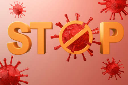 Stop covid-19 virus, 3d rendering illustration.の写真素材