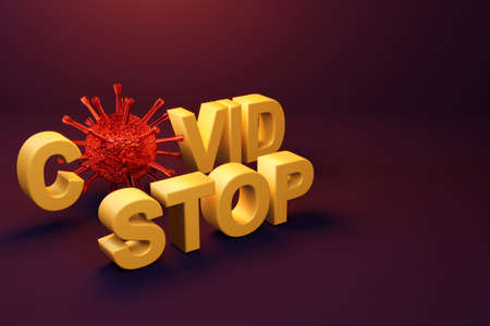 Stop covid-19 virus, 3d rendering illustration.の写真素材