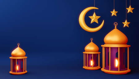 Ramadan Kareem background, 3d rendering illustration.の写真素材
