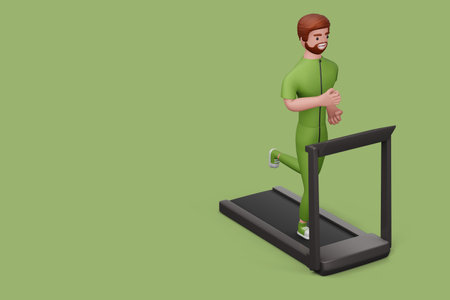Happy fitness man, Exercise or fitness for good health, 3d renderingの写真素材
