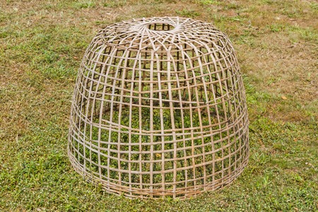 chicken cage made of wood and bamboo.の写真素材