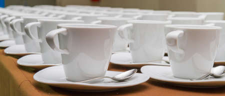 Empty coffee cups on the table.の写真素材