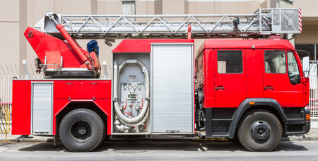 Fire truck parked along the road.