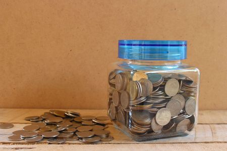 money in the glassの写真素材