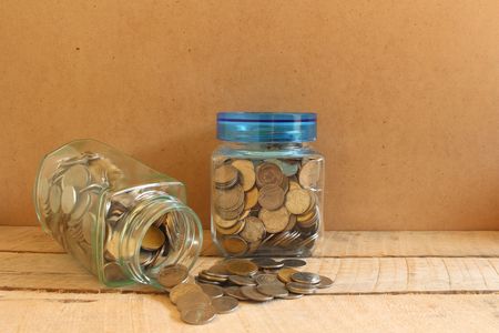 money in the glassの写真素材