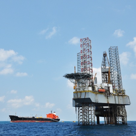 offshore oil rig drilling platform off the gulf of thailand