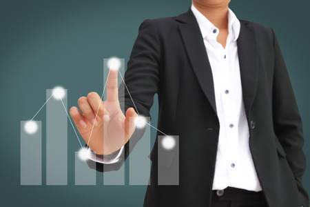 hand touching screen on modern digital tabletの写真素材