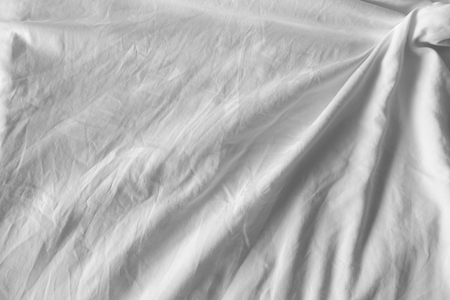 Top view of bedding sheets and pillowの写真素材