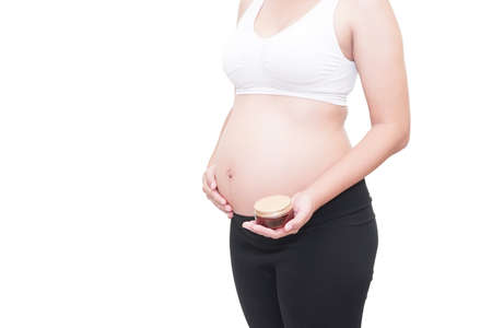 Pregnancy woman on white backgroundの写真素材