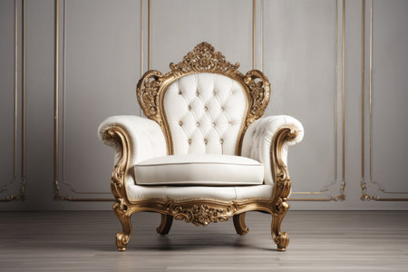 Luxury antique armchair in classic interior. 3d render