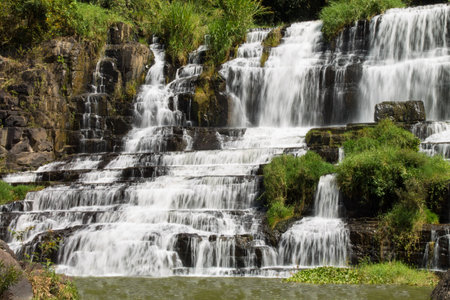Pongour (Elephant) waterfall near Dalat, Vietnamの写真素材