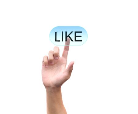 hand pushing social network iconの写真素材