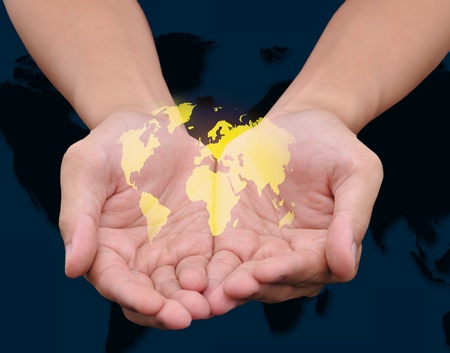 hand holding globe to protect the fragile environment の写真素材