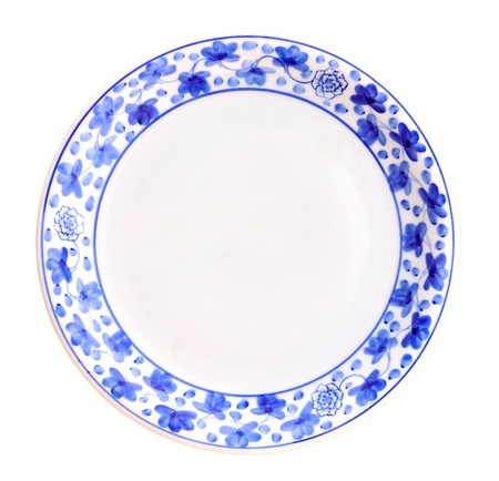Painted plate isolated on whiteの写真素材