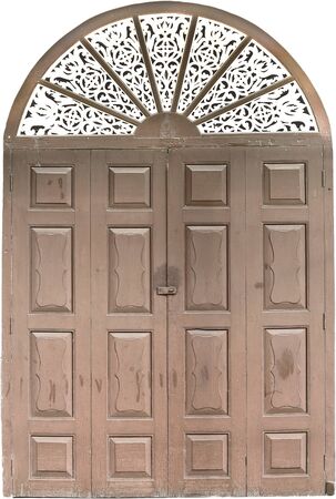  vintage wooden door. Isolated over white の写真素材