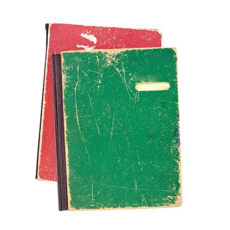 Stack of old paper files isolated on whiteの写真素材