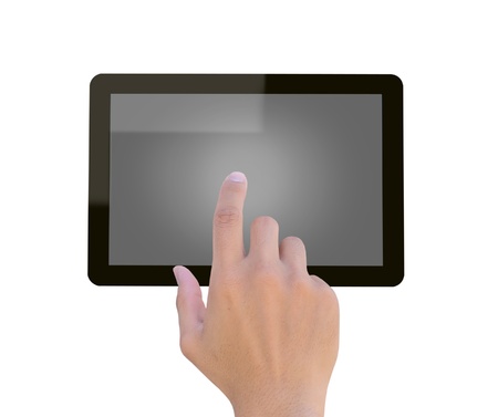 touch tablet computer isolated on white background の写真素材