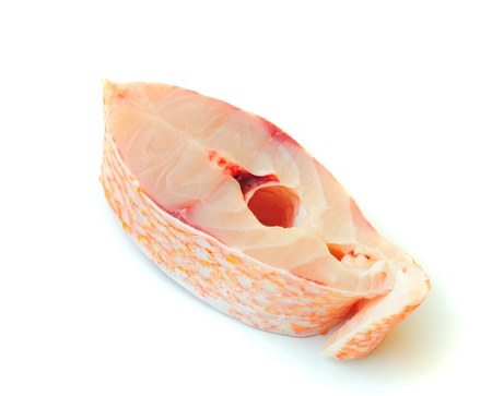 Fish slices on the white backgroundの写真素材