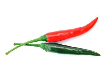 red hot chili pepper on whiteの写真素材