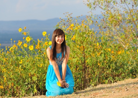 beautiful young girl in summer の写真素材
