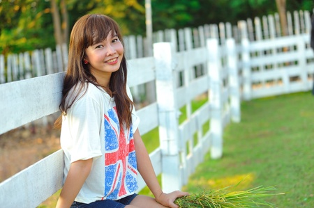 beautiful young girl in summer の写真素材